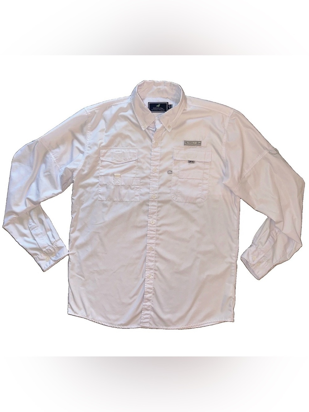 Properly Tied Youth XL 18 White Performance Fishing Shirt Outdoor Button Up
